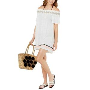 Miken Embroidered Off-The-Shoulder Coverup